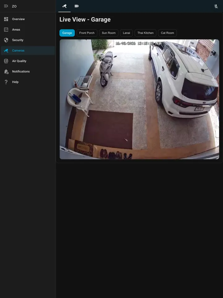 Homeowner app live cameras screen